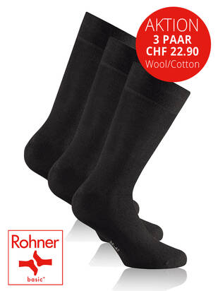 ROHNER Basic Wool/Cotton Socken schwarz